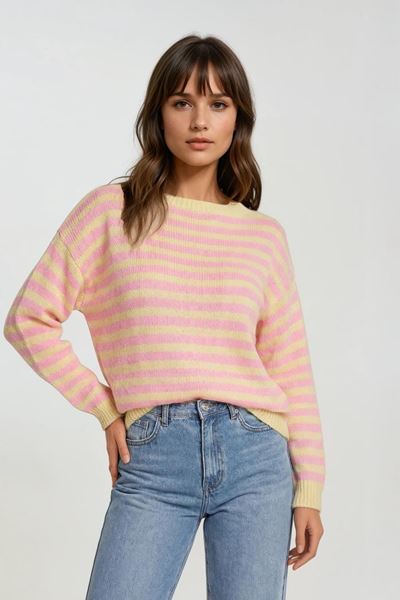 Afbeelding van Pull - Terra di Siena - Stripes - geel/roze