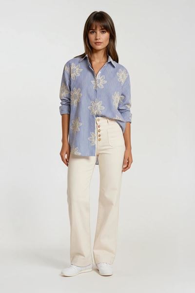 Picture of Blouse - Terra di Siena - Stripes - blauw/bloem