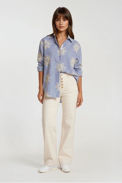 Picture of Blouse - Terra di Siena - Stripes - blauw/bloem