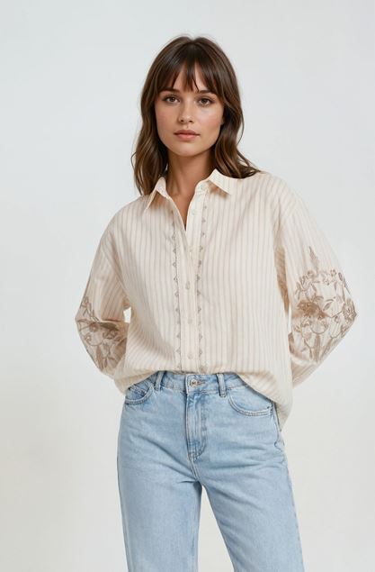 Afbeeldingen van Bloes - Selected by My Wish - CH3622 - Beige