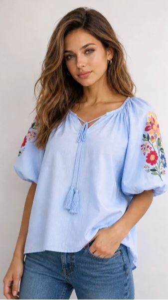 Picture of Blouse - JS Millenium - 3761 -Licht blauw