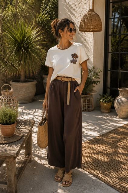 Afbeeldingen van T-shirt - Selected by My Wish - 119250 - ecru/brown