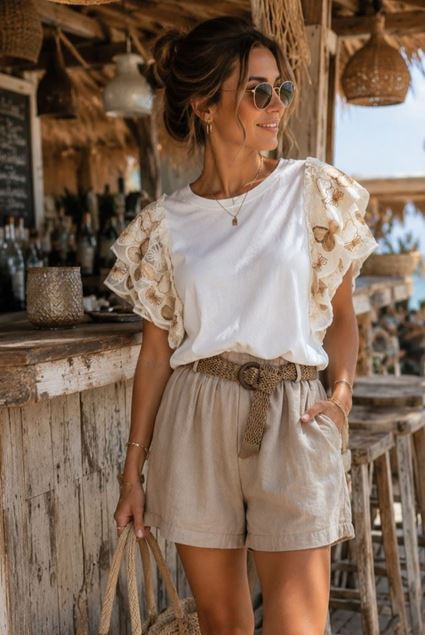 Afbeeldingen van T-shirt - Selected by My Wish - 119250 - ecru/beige