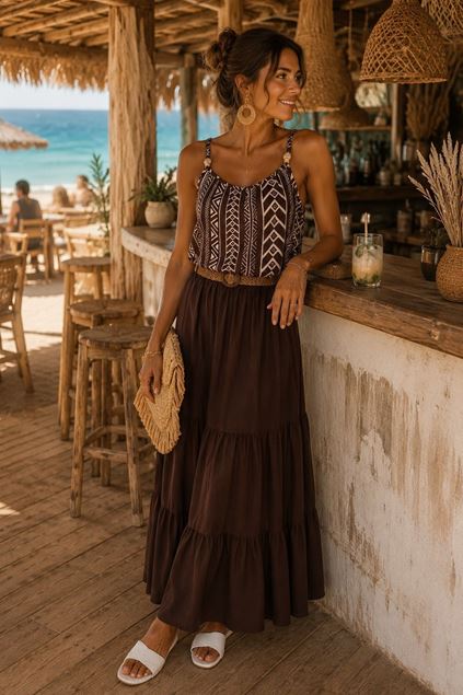 Afbeeldingen van Rok- Selected by My Wish -921250- Brown boho
