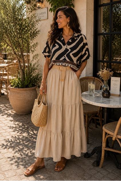 Afbeeldingen van Rok- Selected by My Wish -921250- Beige boho