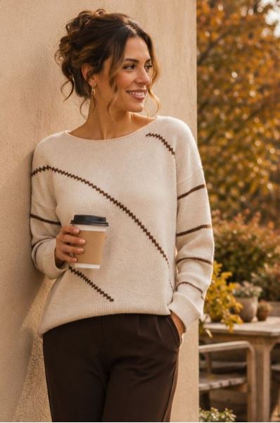 Afbeelding van Pull - Signe Nature - 842205 - ecru brun