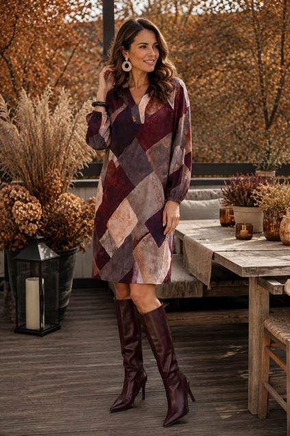 Afbeeldingen van Jurk - Signe Nature - 890301 - bordeaux rose marron