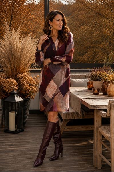 Picture of Jurk - Signe Nature - 890301 - bordeaux rose marron