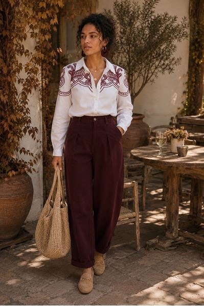 Afbeelding van Broek - Amélie & Amélie - Esteli - aubergine