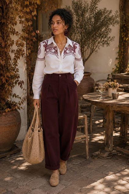 Afbeeldingen van Broek - Amélie & Amélie - Esteli - aubergine