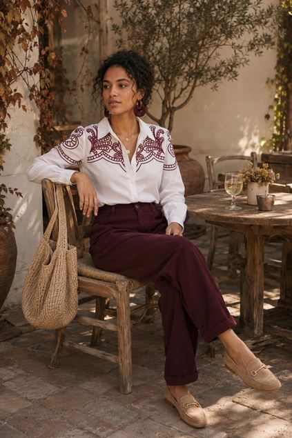 Afbeeldingen van Broek - Amélie & Amélie - Esteli - aubergine