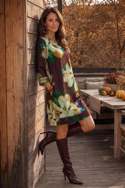 Afbeelding van Jurk - Comme ça - Kayleigh - burgundy green