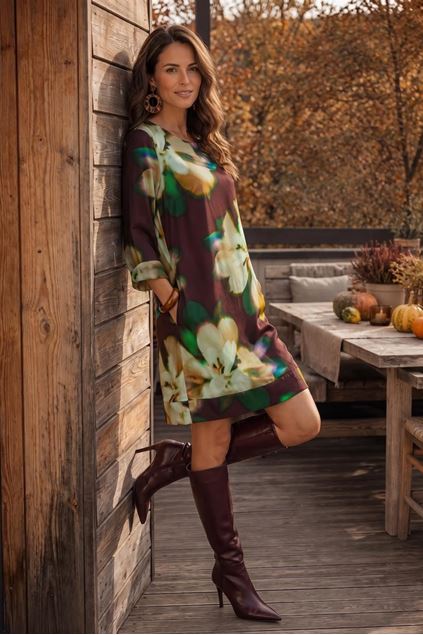 Afbeeldingen van Jurk - Comme ça - Kayleigh - burgundy green