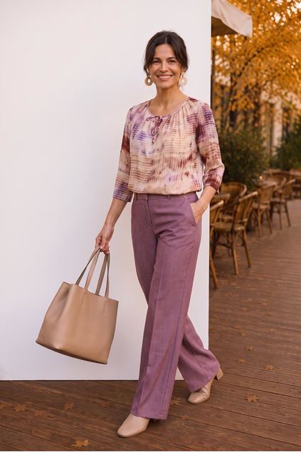 Toon details van Blouse - Comme ça - Romy - purple beige Afbeeldingen van Blouse - Comme ça - Romy - purple beige