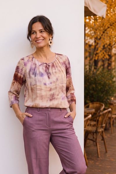 Afbeelding van Blouse - Comme ça - Romy - purple beige
