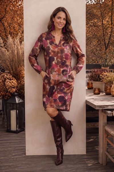 Afbeelding van Jurk - Comme ça - Paquita - burgundy brown