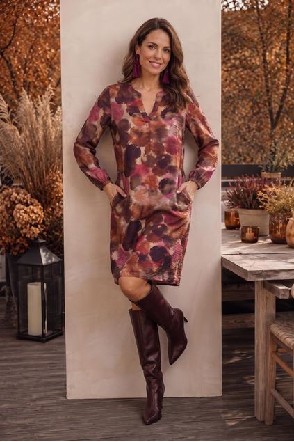 Afbeeldingen van Jurk - Comme ça - Paquita - burgundy brown