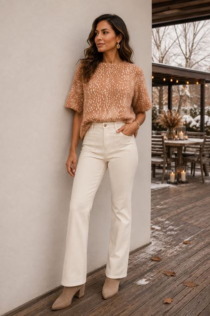 Afbeeldingen van Pull - Terra di Siena - haartjes - beige/cognac