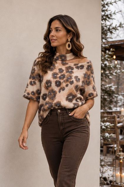Afbeeldingen van Pull - Terra di Siena - haartjes - beige/bruine vlekken