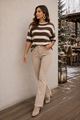 Afbeelding van Pull - Terra di Siena - Strepen bruin/ beige