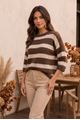 Afbeelding van Pull - Terra di Siena - Strepen bruin/ beige