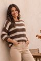 Afbeelding van Pull - Terra di Siena - Strepen bruin/ beige