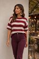 Picture of Pull - Terra di Siena - Strepen bordeaux/ beige