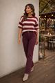 Picture of Pull - Terra di Siena - Strepen bordeaux/ beige