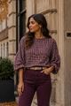 Afbeelding van Blouse  - Terra di siena - Vichyruit - bordeaux