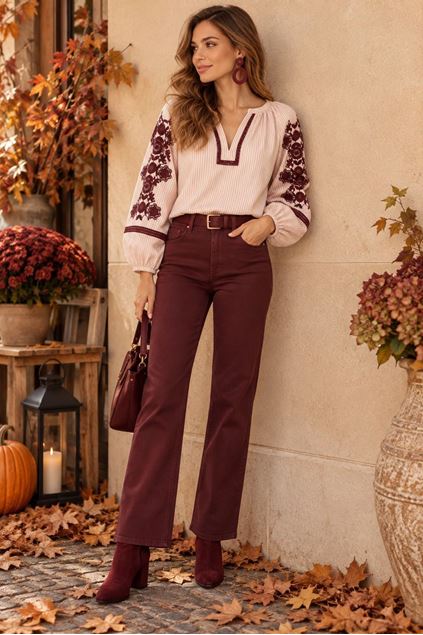 Picture of Blouse - JS Millenium - Top3552 - red/wine