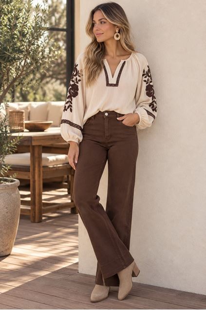 Afbeeldingen van Blouse - JS Millenium - Top3896 - beige