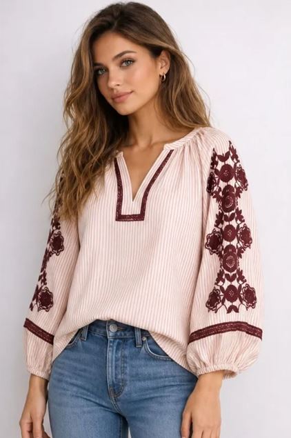 Toon details van Blouse - JS Millenium - Top3552 - red/wine Afbeeldingen van Blouse - JS Millenium - Top3552 - red/wine