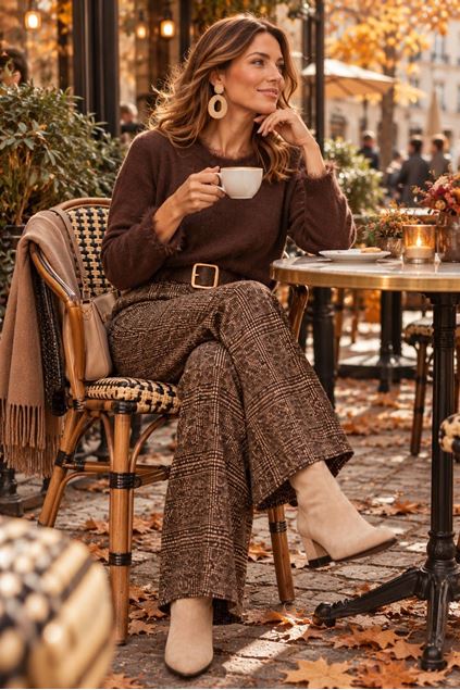 Afbeeldingen van Broek - Selected by My Wish - ruit - Bruin