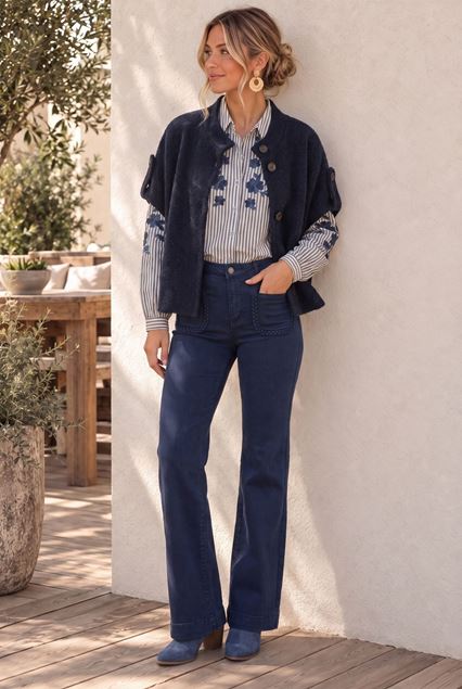 Afbeeldingen van Jas- Terra di sienna - Mouwloos - D blauw