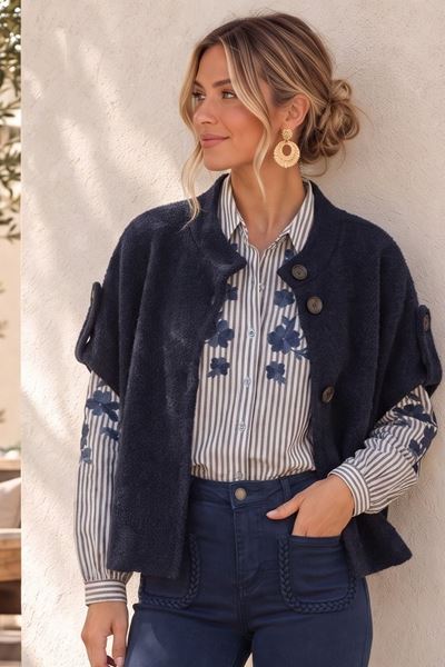 Afbeelding van Jas- Terra di sienna - Mouwloos - D blauw