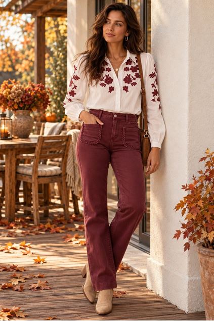 Afbeeldingen van Broek - Selected by My Wish - Y6759 - bordeaux