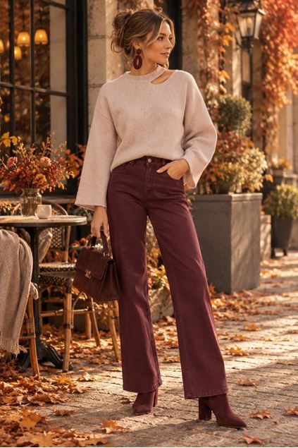 Afbeeldingen van Broek - Selected by My Wish - Y6511 - burgundy