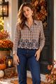 Picture of Bloes - Selected by My Wish - 7777-20 - ruit blauw/bruin blauwe broderie
