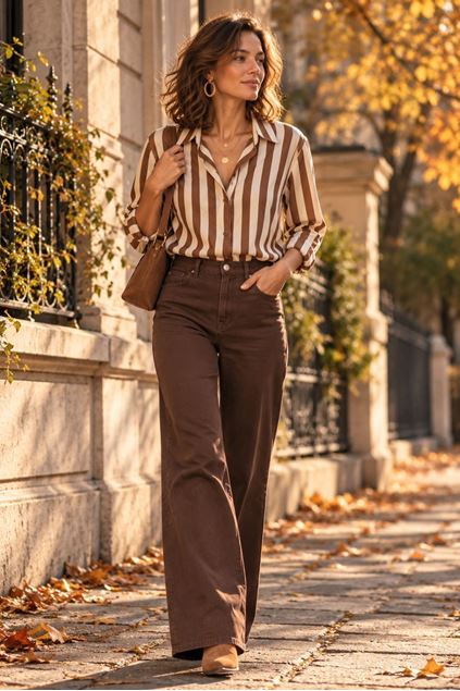 Picture of Bloes - Selected by My Wish - 6617-F588 - streep bruin/beige