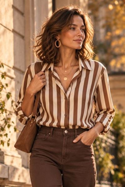 Afbeelding van Bloes - Selected by My Wish - 6617-F588 - streep bruin/beige