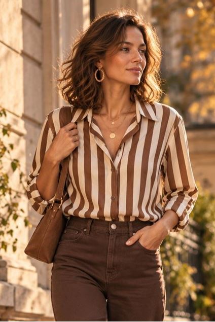 Picture of Bloes - Selected by My Wish - 6617-F588 - streep bruin/beige